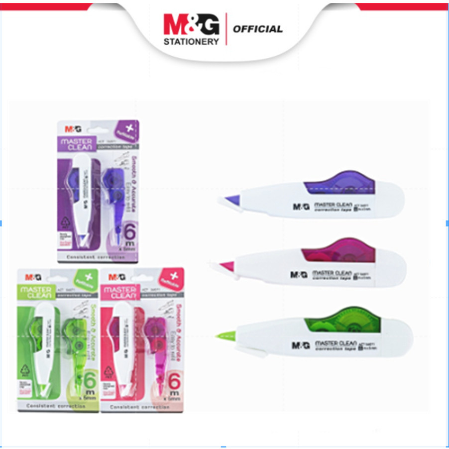 

M&G Correction Tape Tip-ex Kertas Refillable ACT56071 Bisa di Isi Ulang 6M * 5mm GRATIS Refill 3 warna