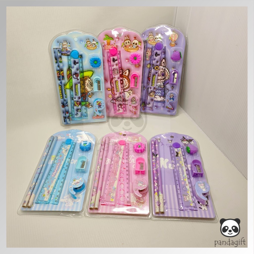 

Paket Alat Tulis 6in1 Lengkap Stationery Set Penggaris Ruler Labubu Kuromi Melody - GG0525