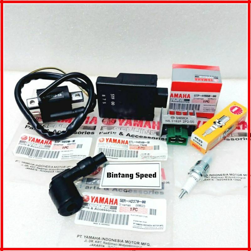 Original Yamaha Paket Pengapian 5 Item Cdi + Koil + Kiprok + Busi  + Tutup Busi jupiter Z Burhan  Ve