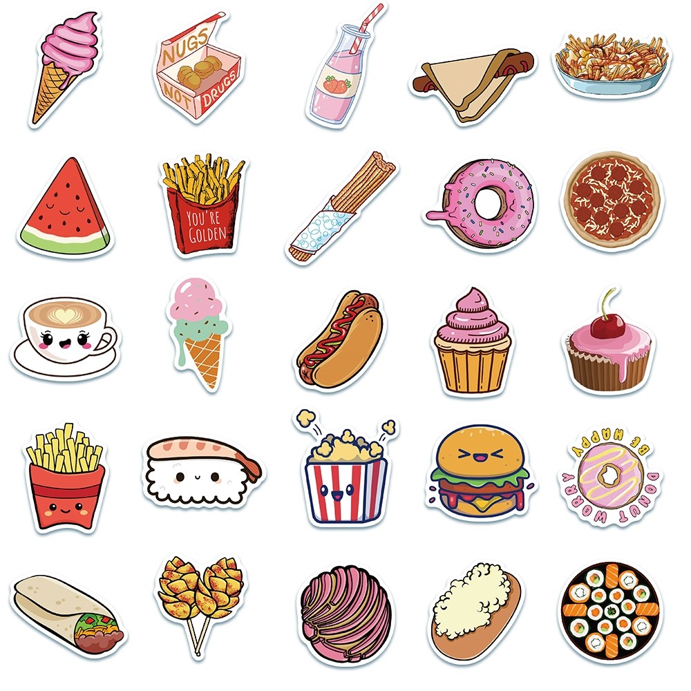

Stiker Lucu Kartun Makanan Stiker Kualitas tinggi Tahan Gores Decal Vinyl Anti Air - Sticker Aesthetic Buku Journal Koper Casing HP Tablet Laptop Helm Motor