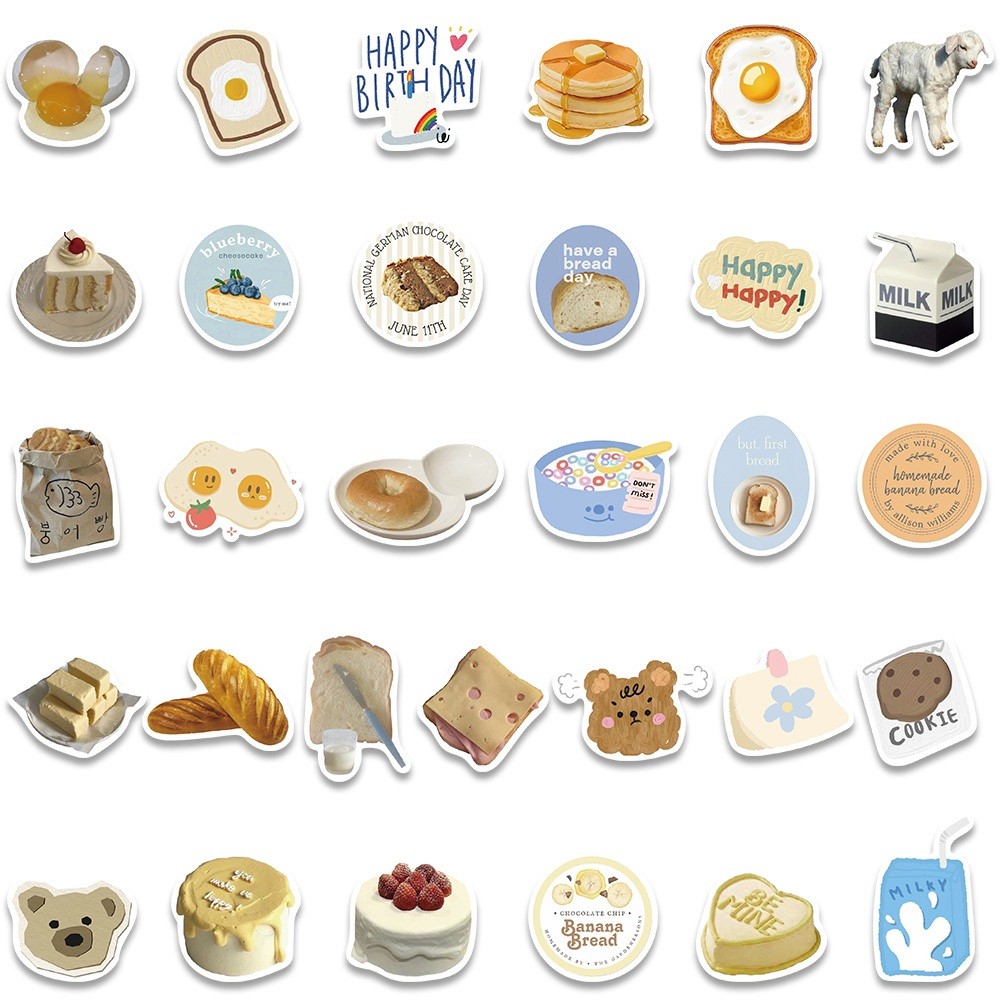 

Stiker Aesthetic Mentega Roti Seri Stiker Pack Vinyl Anti Air- Sticker Buku Gitar Journal Koper Casing HP Laptop Helm Botol