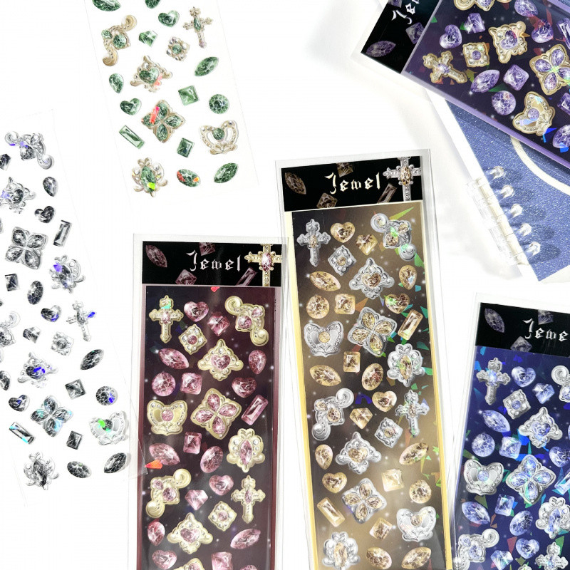 

Creative Laser Cute Kawaii Gorgeous Gemstone Stickers Handbook Star Card Photo Notebook Diary DIY Decorative Cartoon Stickers