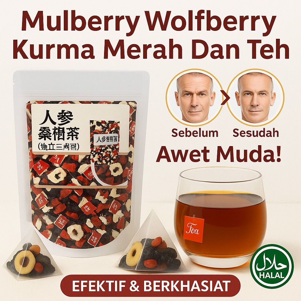 

❤️Beli 1 Gratis 1❤️【Penuh Vitalitas】Teh Herbal Ginseng Wolfberry 5g*30 Kantong Teh Kurma Merah Mulberry Wolfberry/Teh Kurma Merah Teh Kesehatan/Teh Herbal Pencerah Dan Perbaikan/Teh Kesehatan