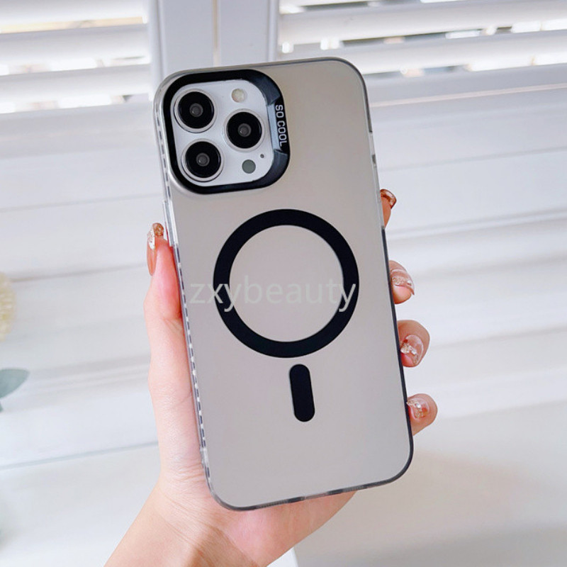 Casing Mewah Untuk iPhone 13 12 11 Pro Max Plus 5G 4G 2024 Case Metal Magnetic Frosted Hard Couple L
