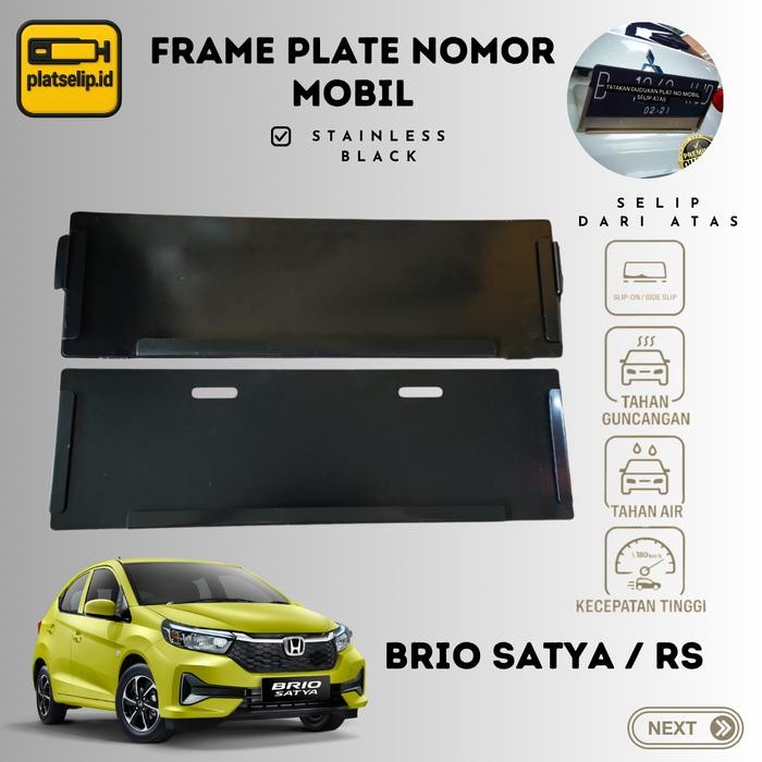 Luxury Black Series Tatakan Dudukan Plat Nomor Mobil Model Slip ON For Brio Satya-RS Accessories Car