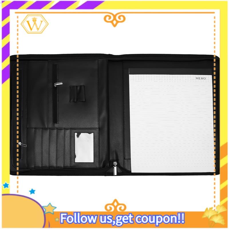 

Latest-Vegan Leather Folder Zippered Closure Portfolio For Business Ipad/Table And Card Interview Resume Binder