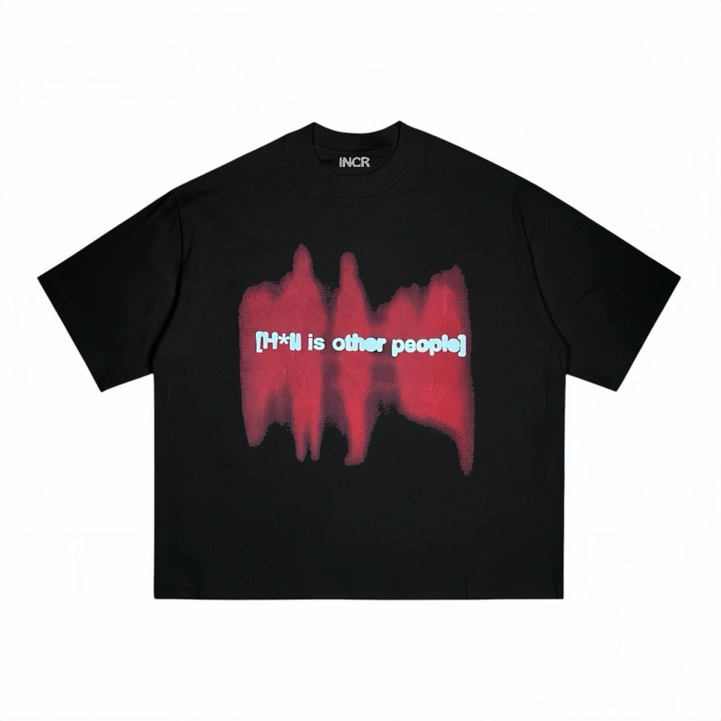 Boxy Fit Kaos Oversize T-shirt Other People Hitam Pria dan Wanita Cotton Combed 20s