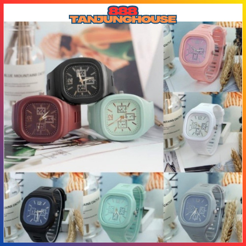 TJH Jam Tangan Analog Chrono Pria Wanita Rubber Quartz Fashion Couple Anak Remaja Premium RM035