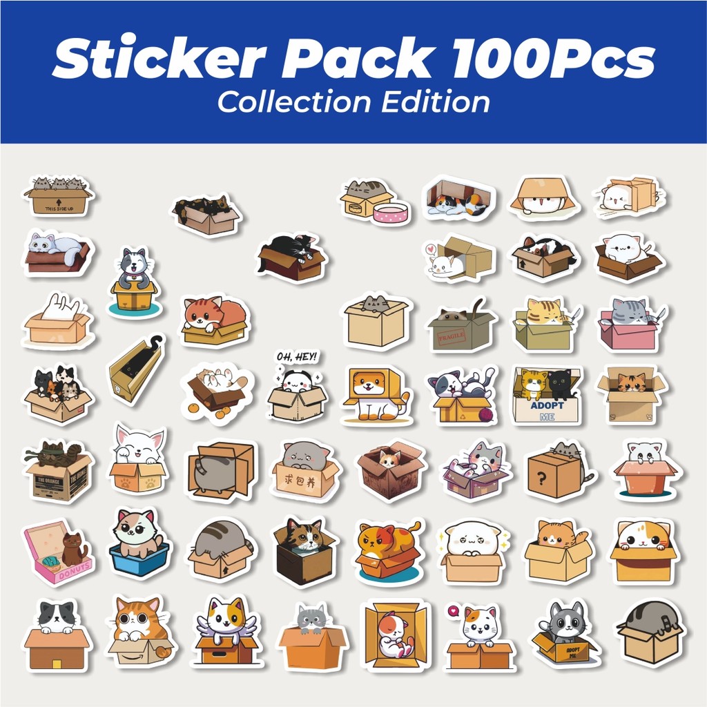 

Hot Stiker Cat/Kucing Kawaii V2 Lucu Anti Air Stikers Berperekat Waterproof Sticker Decal Buat Motor Helm Buku Journal Koper Casing HP Laptop Botol Minum