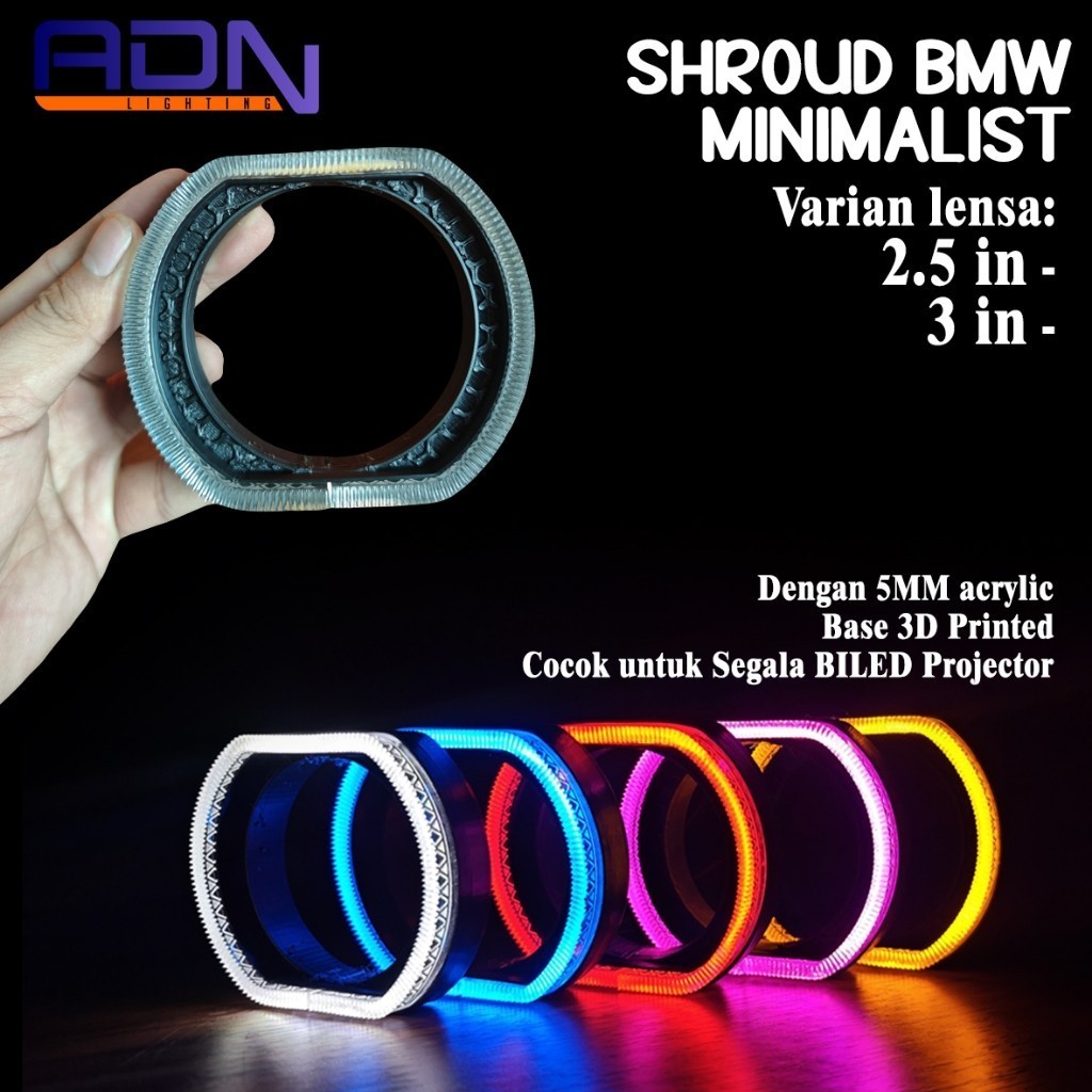 Shroud Projector Biled 2.5 Inch 3 in BMW Minimalist Crystal Motor Mobil