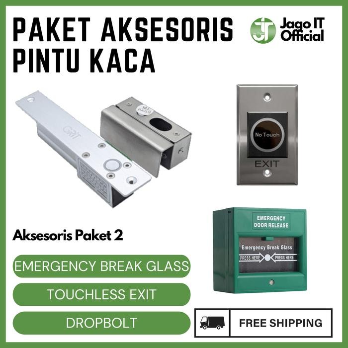 

Paket Aksesoris Akses Kontrol Pintu Kaca Freamless Dropbolt|Exitbutton - Varian 1Sale