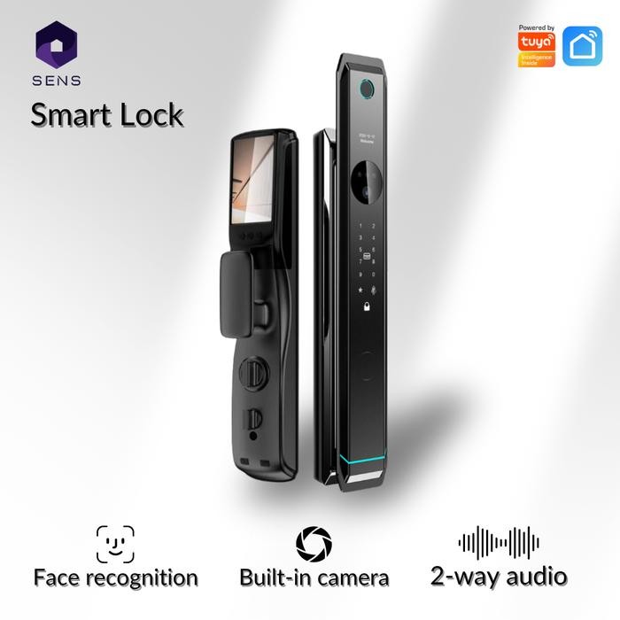 

SENS Smart door lock - Kunci pintu digital dengan camera, two way audio tuya splashproof - Face recognition, Fingerprint, RFID Card, PIN, Apps unlock wifi
