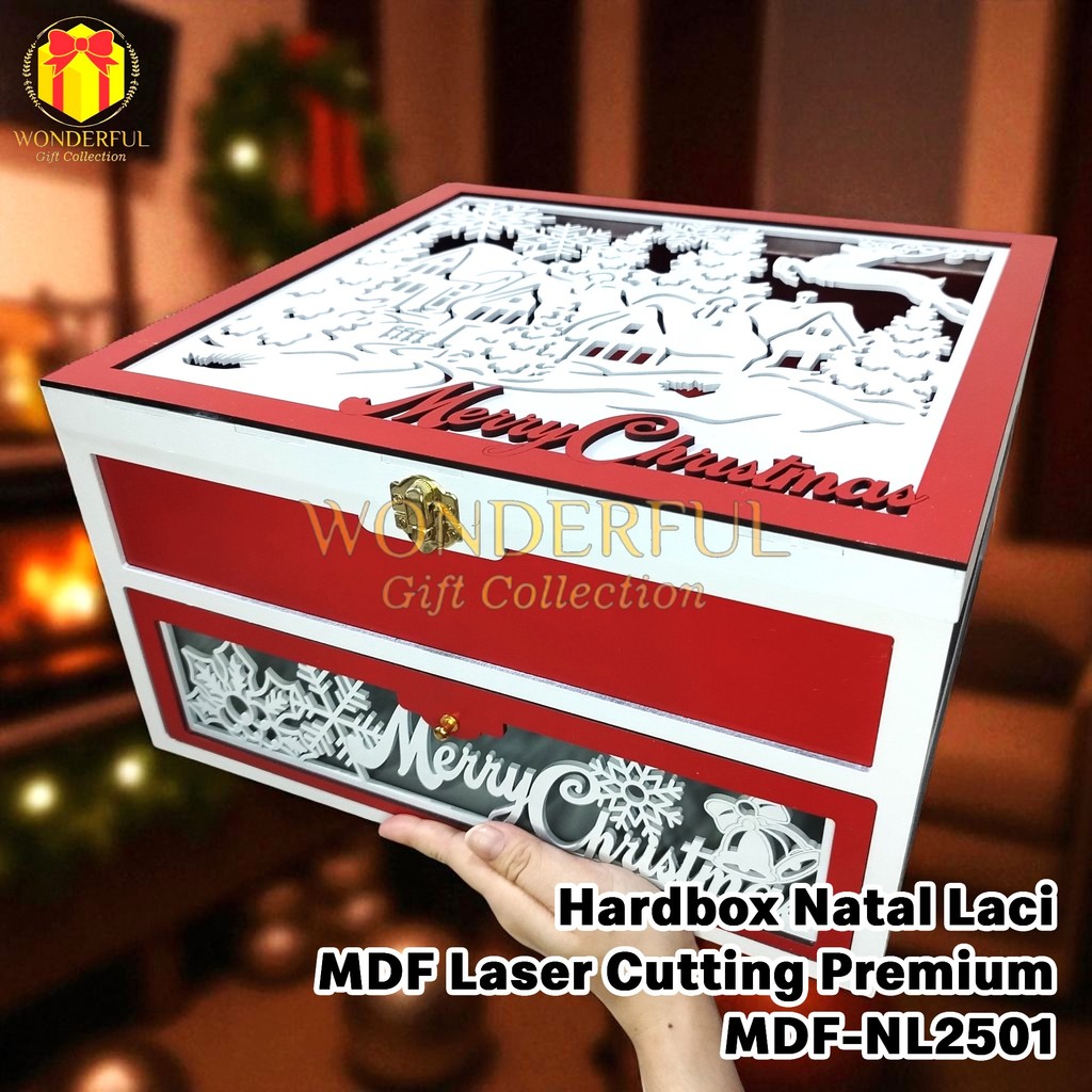 

Hardbox Natal Laci / Giftbox Hampers Premium Laser Cutting MDF MDF-NL2501