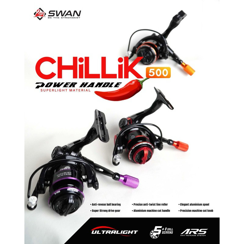 REEL SPINNING SWAN CHILLIK 500 POWER HANDLE ONE WAY CLUTCH