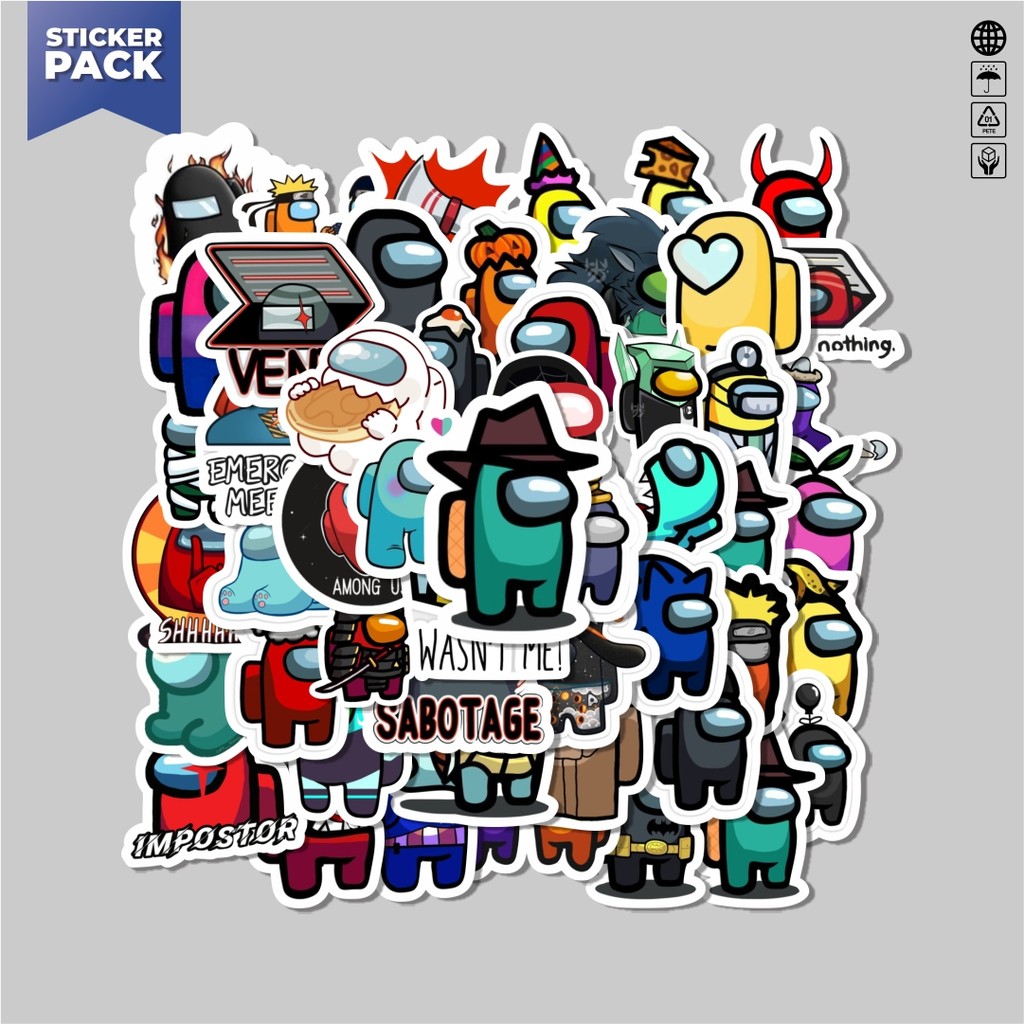 

[100PCS]Stiker Pack Stiker Game Among Us Aesthetic Vinyl Anti Air Dekorasi Sticker Laptop Buku Journal Koper Helm Casing HP Gitar Helm Skateboard