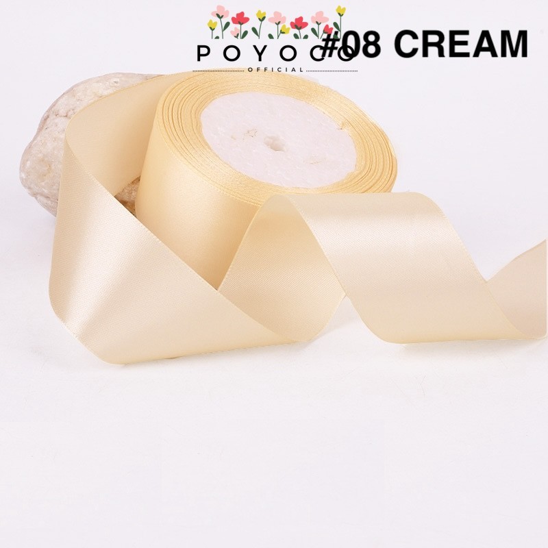 

POYOCO - PTA8 SATIN Pita Satin Roll Motif Setangan Satin dan Transparan Modern Pita Kado 4cm/Pita Dekorasi Buket