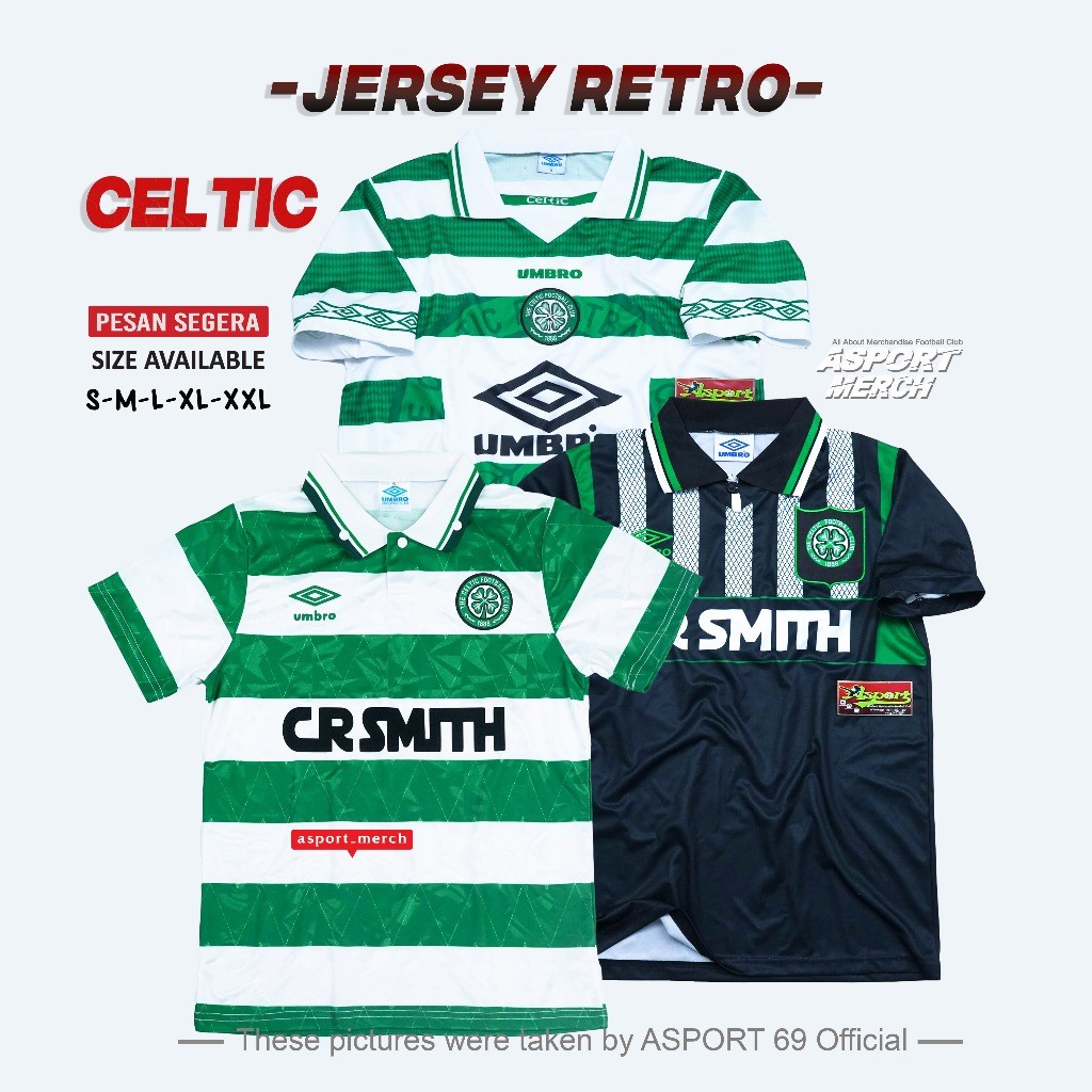 CELTIC JERSEY RETRO KOLEKSI JERSEY BOLA CELTIC HOME SOCCER JERSEY RETRO CELTIC HOME 89 - 99