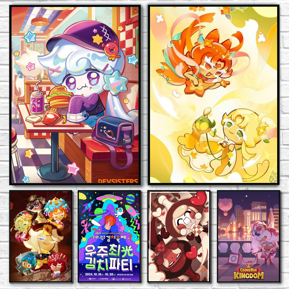 1pc Cookie Run Kingdom Poster Self-adhesive Art Waterproof Paper Sticker Coffee House Bar Room Wall 