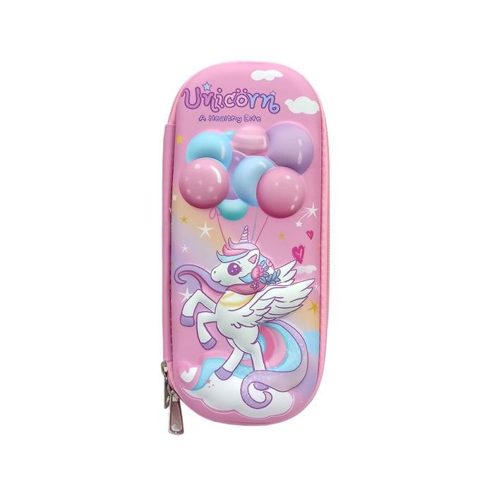 

NEW TREND~ KY254 Kotak Pensil 3D Timbul Unicorn Balloon Tempat Pensil Anak Perempuan Pensil Case Berkualitas Blingberry Stationery - Unicorn Balon Pink