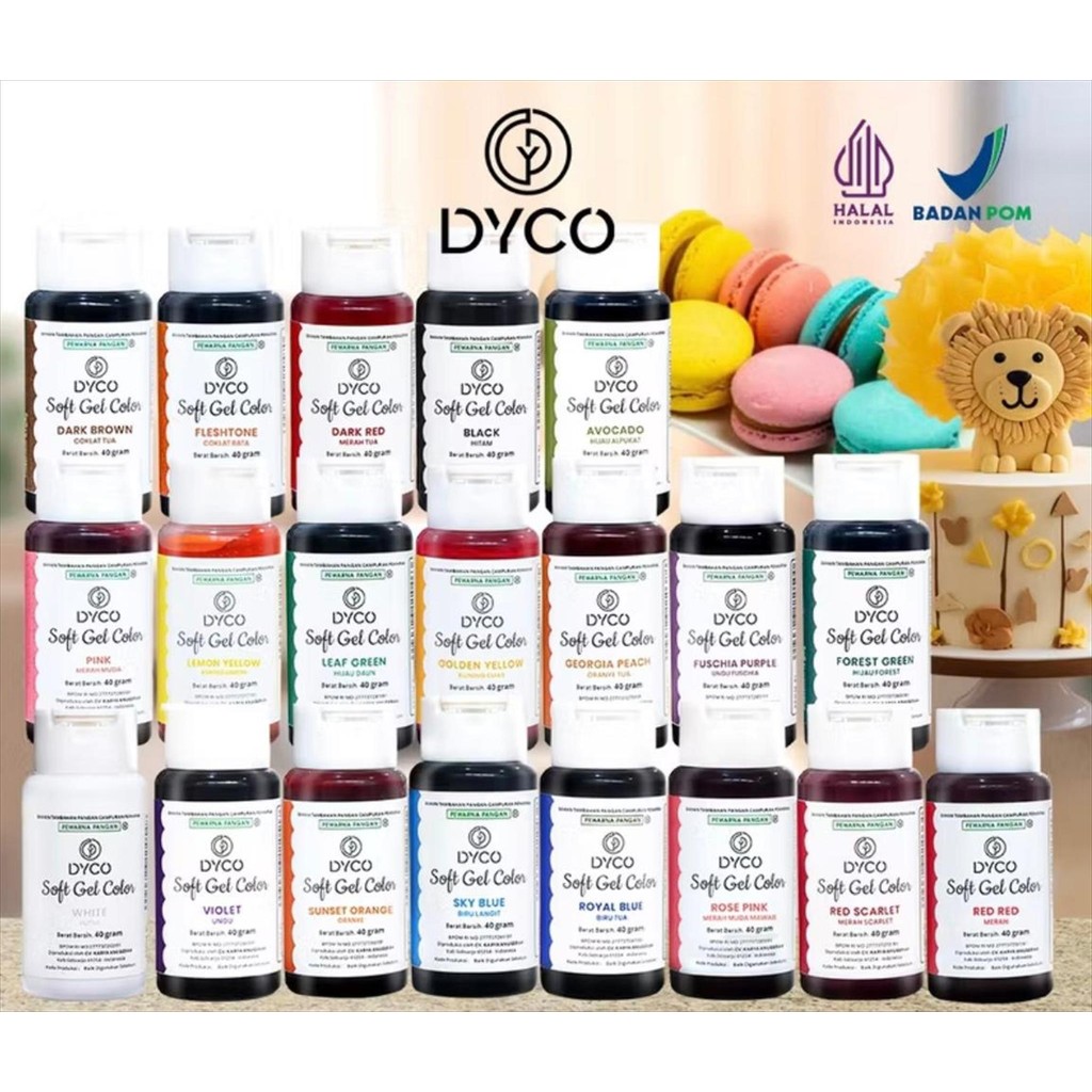 

DYCO PEWARNA MAKANAN DYCO SOFT GEL COLOR 40 GR