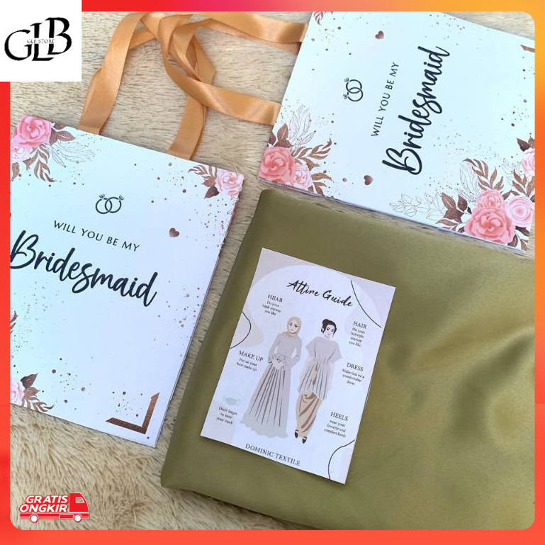 Macam baju / Ready Free Paperbag Paket Bridesmaid Polos Satin Seragam Keluarga Nikah