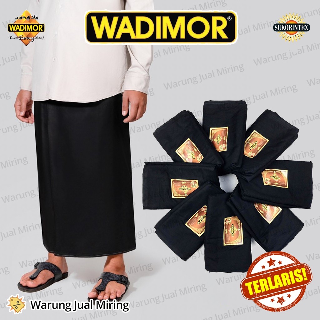 Sarung Wadimor Hitam Polos Sarung Sholat Sarung Pria Kain Samping Wadimor Tenun