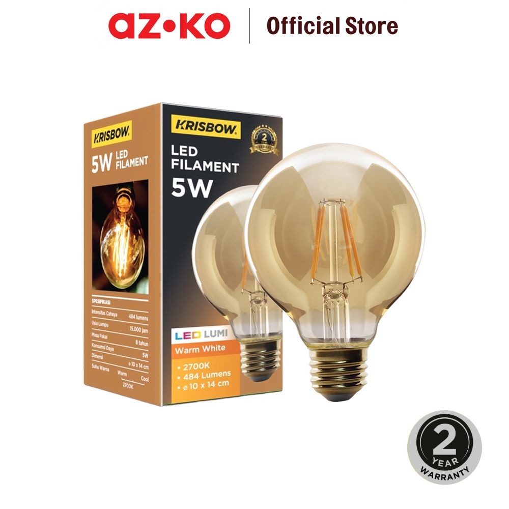 AZKO Krisbow Bohlam LED Fillamen Warm White E27 Lampu Bulb Light Lampu Listrik Light Bulb Bolam