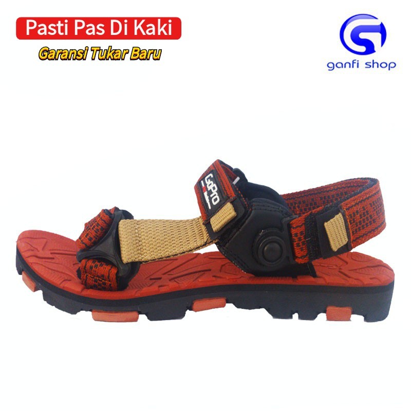 GOPRO Fujiyama Sandal Gunung Pria Velcro Sintetis Berkualitas Warna Merah Bata Ukuran 39-43