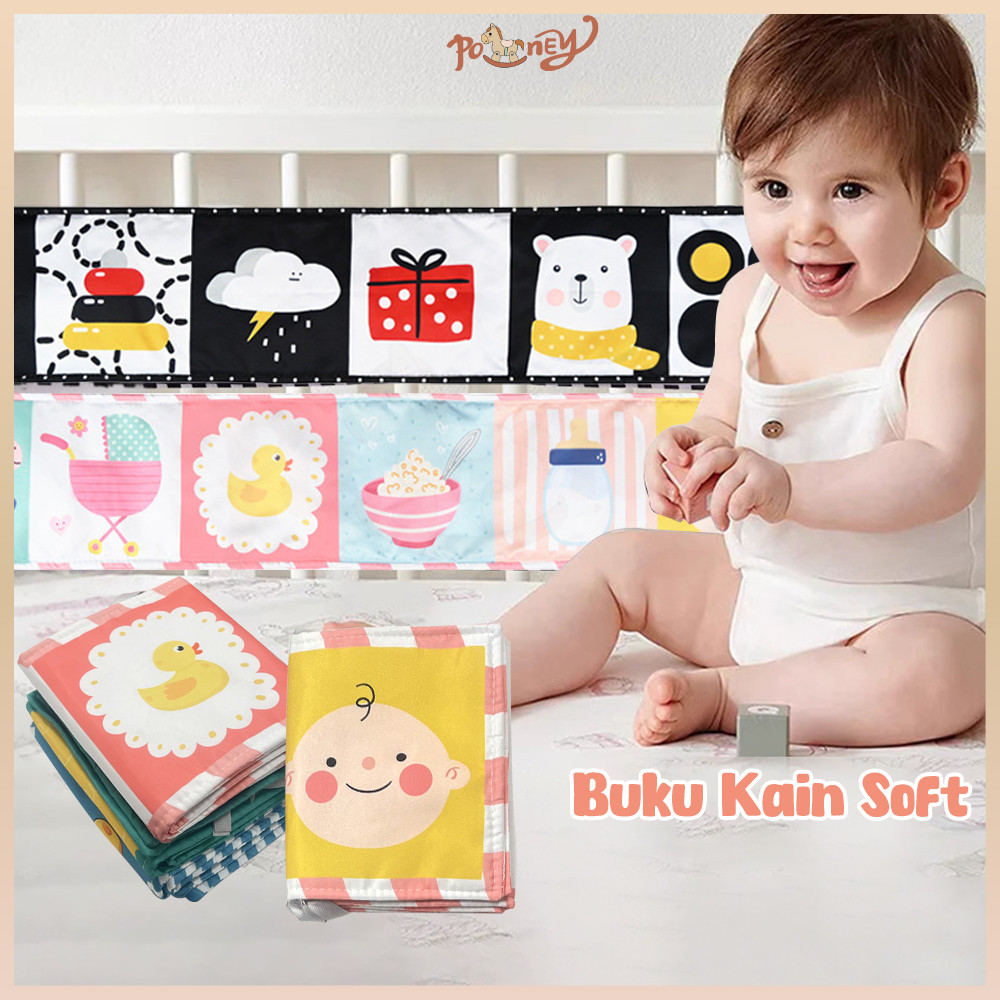 Poney Mainan Bayi Buku Bayi Newborn Mini Kontras Hitam Putih