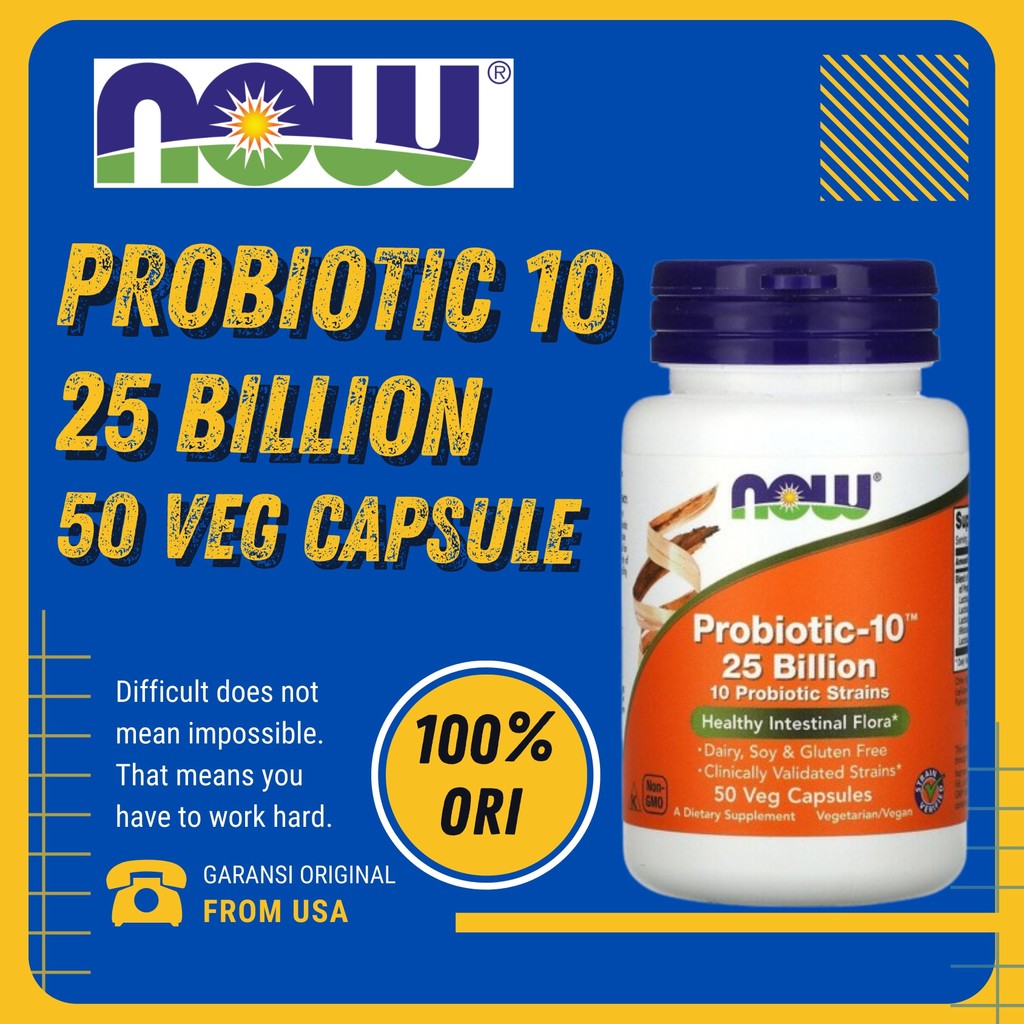 ORI Now Foods NowFoods Probiotic-10 Probiotic 10 25 Billion 50 Veg Vitamin Probiotik
