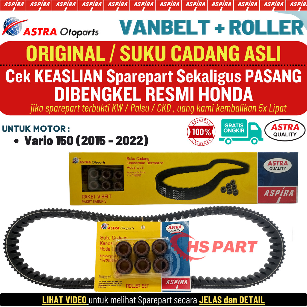 Vanbelt V belt Vario 150 Led New Original Roller Roler Vario 150 Original 125 Original Asli K36