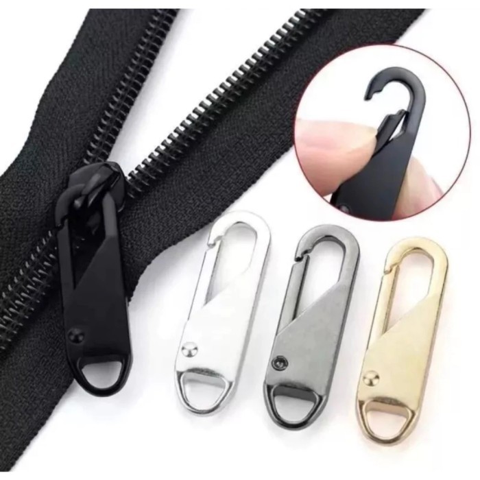 1 Buah Kepala Penarik Ritsleting Resleting Retsleting Zipper Removable Tab Tarik Yang Dapat Dilepas Logam Pengait Sleting Lepas Pasang Cantelan Tas Ransel Pakaian Sepatu Boots Gantungan Serbaguna Universal Detachable Moveble Zipper Puller