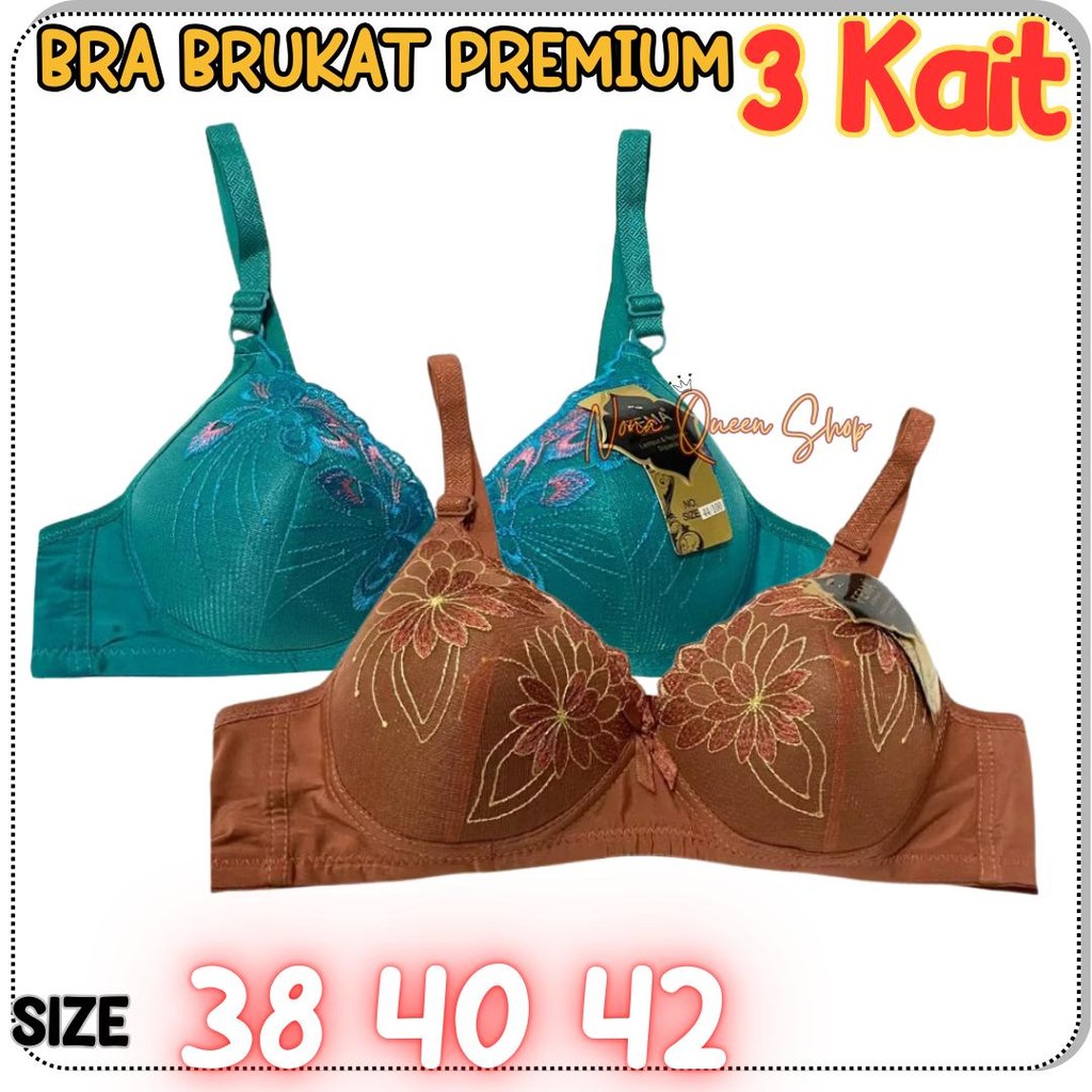 Bra BH Busa Tipis Brokat Tanpa Kawat Motif Bordir Renda / BH Wanita Dewasa Kait 3