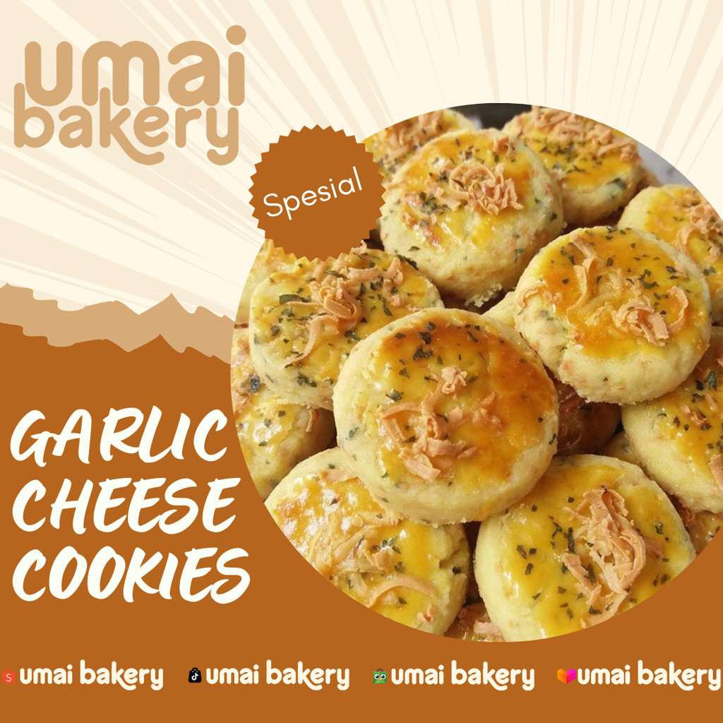 

Garlic Cheese Cookies spasial Hari Lebaran 500gr By UMAI BAKERY