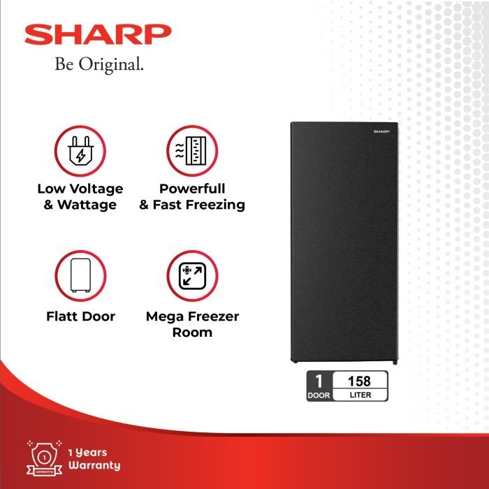 [CIREBON] SHARP Kulkas 1 Pintu FJ-M186A-HS Standing Mega Freezer 158L 6 Rak