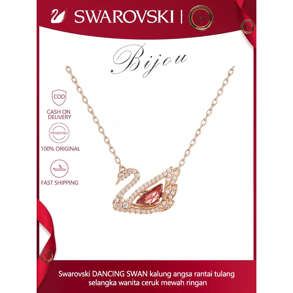 Swarovski original 100% Kalung Angsa dengan Rantai Tulang untuk Wanita Ceruk Mewah Ringan kalung tit