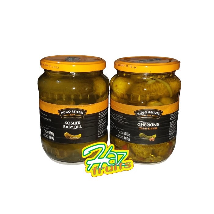 

Hugo Reitzel Acar Mentimun Gherkins Pickles Kosher Baby Dill 680 Gram