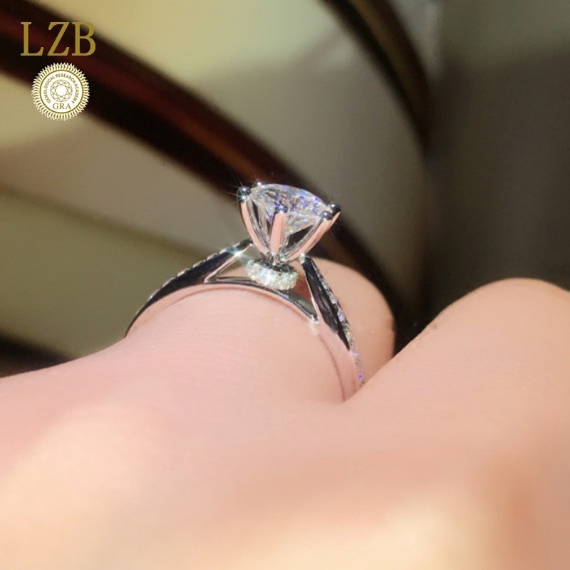 Cincin Pertunangan Platinum Pt950 Moissanite Keberuntungan 2 Karat