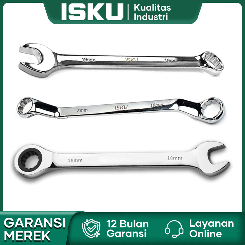 TN17 ISKU Kunci Ring Pas Set Rachet 8-19mm Multifungsi Kunci Ring Pas Bolak Balik Ring Pas 9-24mm
