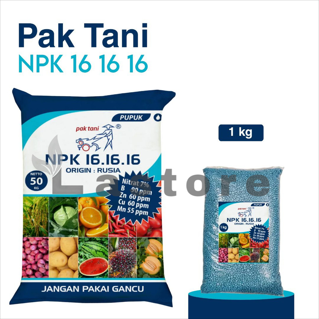 Pupuk Npk Pak Tani Npk 16 16 16 Kemasan Repack 1 Kg Origin Rusia