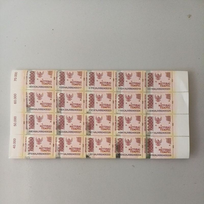 

Materai 10000 TERUJI LOLOS SINAR UV ULTRAVIOLET - MATERAI BARU BUKAN BEKAS 100% ORIGINAL POS( Gratis Ongkir ) /10 Pcs