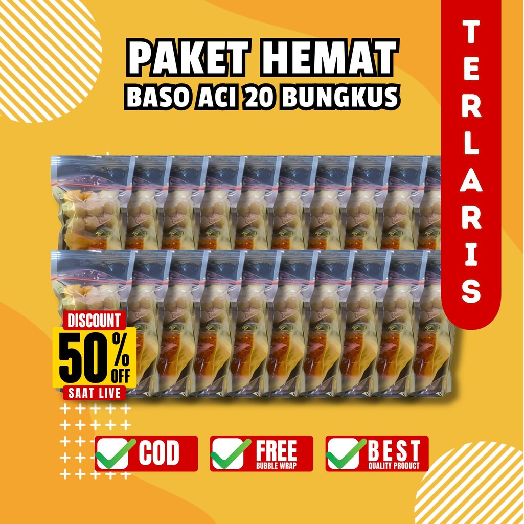 

20 BUNGKUS BASO ACI PAKET HEMAT USAHA HOTPOT INSTAN Food Kaldu Pedas Makanan