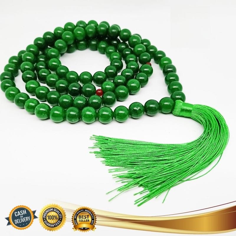 Tasbih 99 Butir Batu Giok Asli Import Burma Hijau 8mm - Kalung Tasbih Bayar Di Tempat