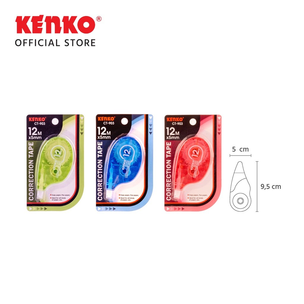 

KENKO CORRECTION TAPE CT-903 ( 12 M X 5 MM ) - 1 PCS WARNA RANDOM