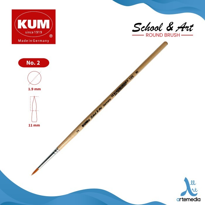 

Kuas Lukis KUM School and Art Round Synthetic Brush Short Handle - NO. 2