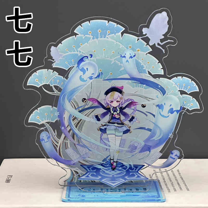 Genshin Impact Qiqi Furina Beelzebul Lyney Venti Scene Cartoon Acrylic Stand Figure Display Model Pl