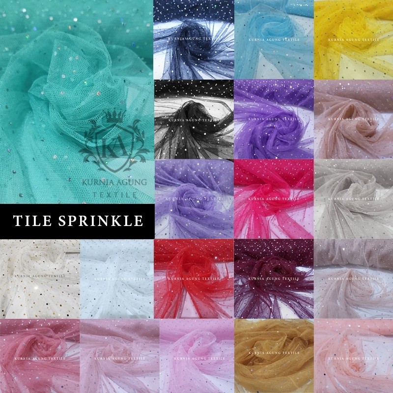Diskon Soft Tulle Gliter Meteran Kain Tile Sparkling Sprinkle Tile Diamond Halus Glitter 50cm Murah 