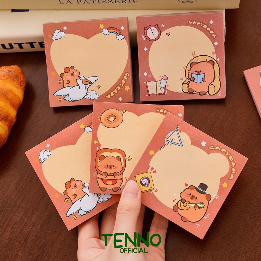 

TENNO Stick Note Memo Capybara Isi 50 Lembar Motif Random Sticky Notes Catatan Kertas Tempel Lucu