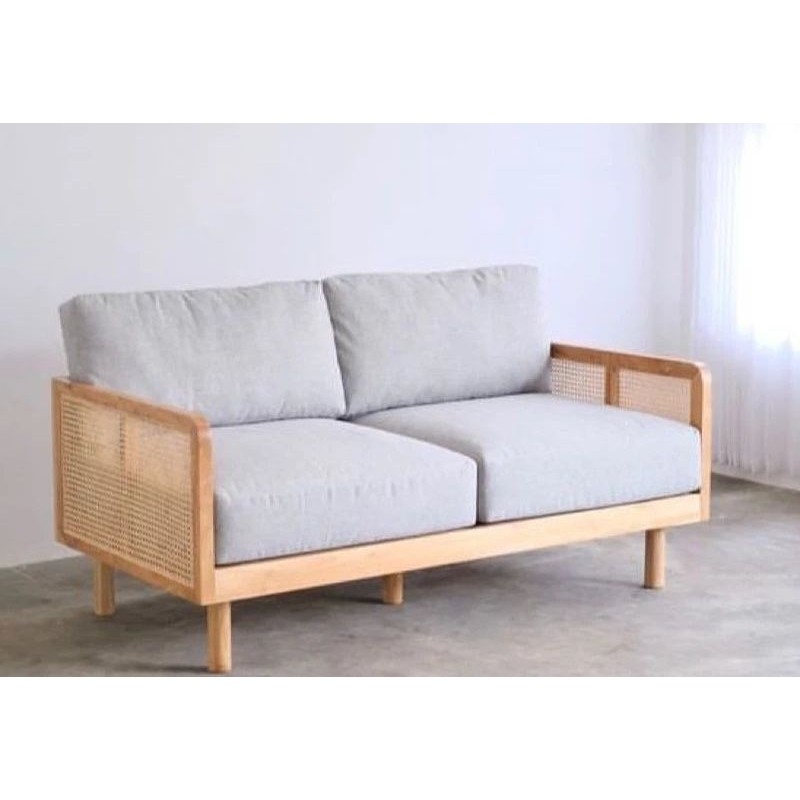 Sofa Rotan Minimalis 2 seater / Sofa retro modern
