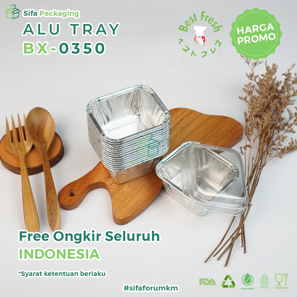 Alumunium Foil Tray Cup BX 0350 + Tutup Lasagna Macaroni Schotel Klapertart Pastel Tutup Mini Pie Br